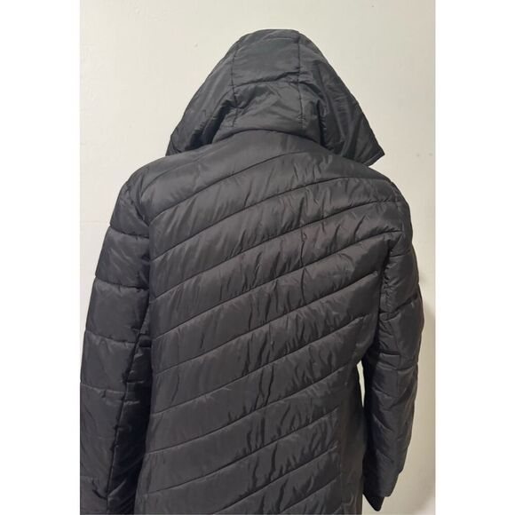 Spyder Black puffer thermal Hooded quilted long jacket front zipper L - Picture 10 of 15
